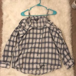 Off the shoulder Plaid Top